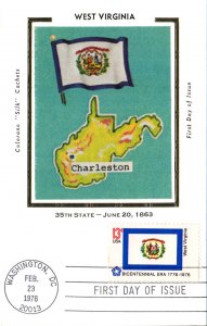 #1667 West Virginia State Flag Colorano Maxi FDC