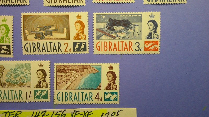 Gibraltar 1960 Definitive Issue Scott# 147-156 Short Mint Set of 10 MNH VF-XF