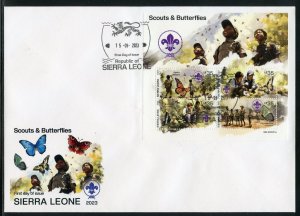 SIERRA LEONE 2023 SCOUTS AND BUTTERFLIES SHEET FIRST DAY COVER