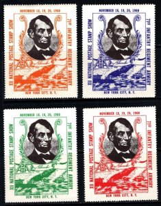 1960 US Poster Stamp XII National Postage Stamp Show November 18-20 Set/4 MNH