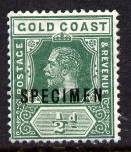 Gold Coast 1913-21 KG5 MCA die I -1/2d green overprinted ...