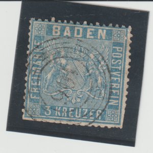 Baden Scott # 12 Used 1856 with flaw  Catalogue $22.00