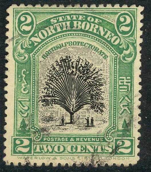 NORTH BORNEO 1909-22 2c TRAVELER's PALM Pictorial Sc 137 CTO Used