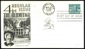 USA Sc# 1037 (Fleetwood) FDC (b) (Hermitage, TN) 1959 3.16 Andrew Jackson