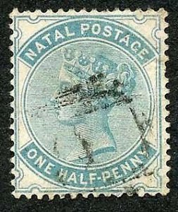 Natal SG96 1/2d Blue-green wmk Crown CC used Cat 40 pounds