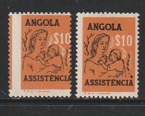 1959 Angola - Sc RA14 - MH VF - 2 single - Postal Tax (Regular & Misperf)