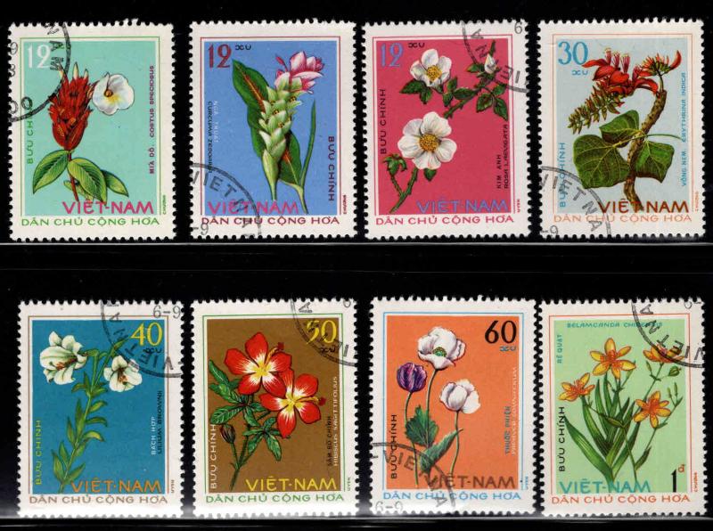 North Viet Nam Scott 755-762 Flower set Used CTO various corner cancels