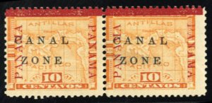 United States Possessions, Canal Zone #13 Cat$34+ (for hinged), 1904 10c yell...