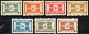 Germany Wurttemberg Sc# O33-O39 MH 1916 King Wilhelm II Reign 25th