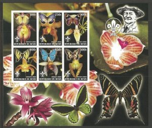 2002 Afghanistan Scout m/s 6 Orchids Butterflies imperf