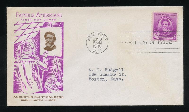 US 886 A. Sain-Gaudens Famous American ADDR Fidelity FDC
