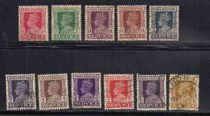 INDIA SC# O105-12 F-VF U 1939-43