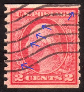 1914, US 2c, Print Errors, Chech pictures, Washington, Used, Sc 453, Cv $40