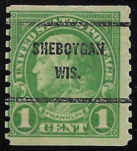 US Bureau Precancels: WI: Sheboygan; #597-61; 1¢ coil 1923 Issue; PSS CV $7