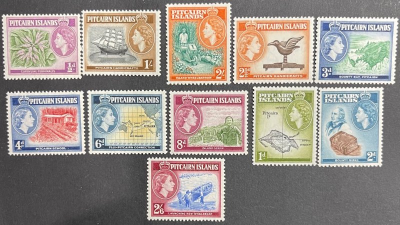 Pitcairn Islands, 1957, SC 20-30,Hinged Full Set, VF