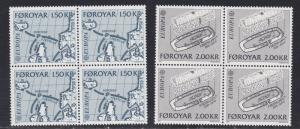 Faroe Islands # 81-82, Europa, Viking Routes, Foundation Block of 4 NH, 1/2 Cat.