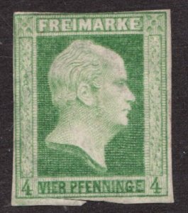 1856 Prussia - Sc #1 - 4pf King Frederick William IV - NG, VG Cv$110