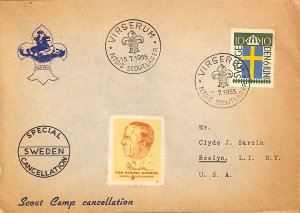 Sweden 1955 Swedish Scout Union poster stamp on cover US Boy Scouts Scouting (7)