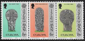 Isle of Man #133a MNH Strip - Europa - Carved Gravestones