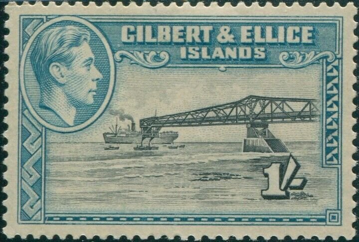 Gilbert & Ellice Islands 1939 SG51a 1/- Cantilever Jetty KGVI p12 MLH