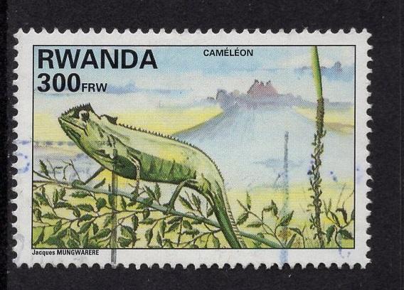 Rwanda  #1388   used  1998    wildlife 300fr  chameleon