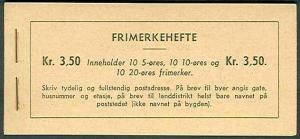 NORWAY 190,192,196 (H20a) Complete Booklet w/”Alminnelige brev” on back cover,