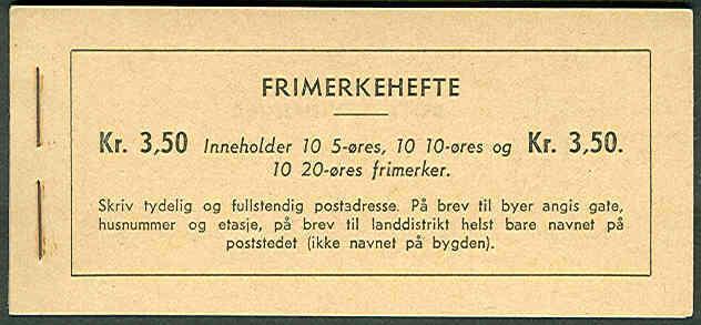 NORWAY 190,192,196 (H20a) Complete Booklet w/”Alminnelige brev” on back cover,