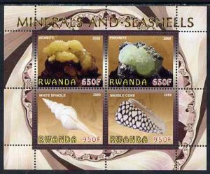 RWANDA - 2009 - Minerals & Sea Shells - Perf 4v Sheet - MNH -Private Issue