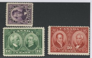 3x MH Canada stamps #146-5c VF #147-12c VF #148-20c Fine Guide Value = $32.00