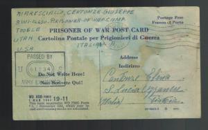 1945 Camp Tooele UT Italian POW Camp Postcard Cover to Italy Prisoner of War