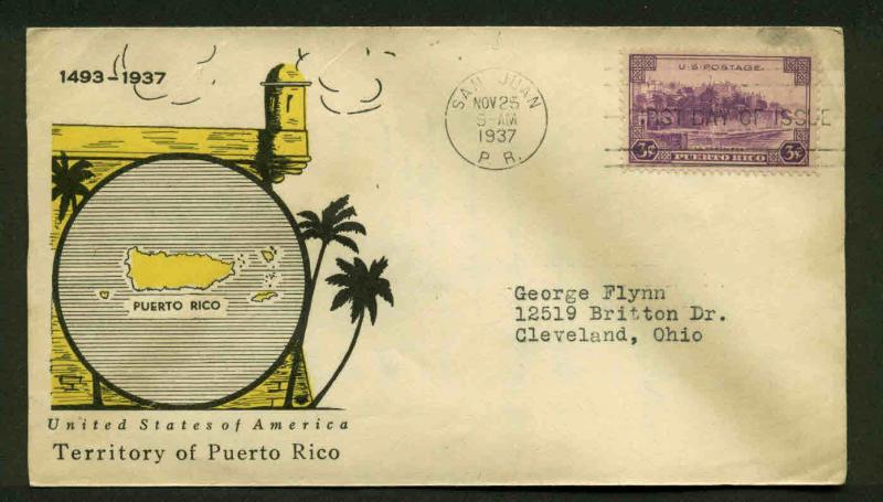 801 PUERTO RICO FDC SAN JUAN, PR PLANTY 801-27a LINPRINT CACHET