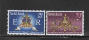 NORFOLK ISLAND #229-230 1978 CORONATION OF QEII 25TH MINT VF NH O.G aa