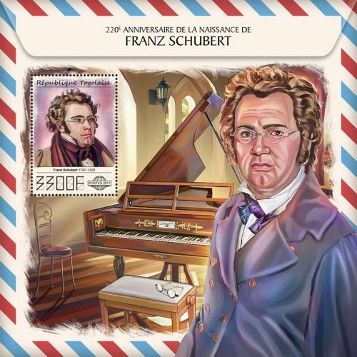 TOGO - 2017 - Franz Schubert - Perf Souv Sheet - MNH