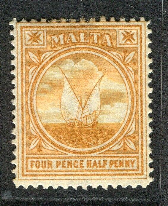 MALTA; 1904 early Ed VII issue fine Mint hinged 4.5d. value