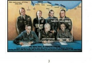 Turks and Caicos 1994 - D Day Military - Souvenir Stamp Sheet Scott #1108 - MNH