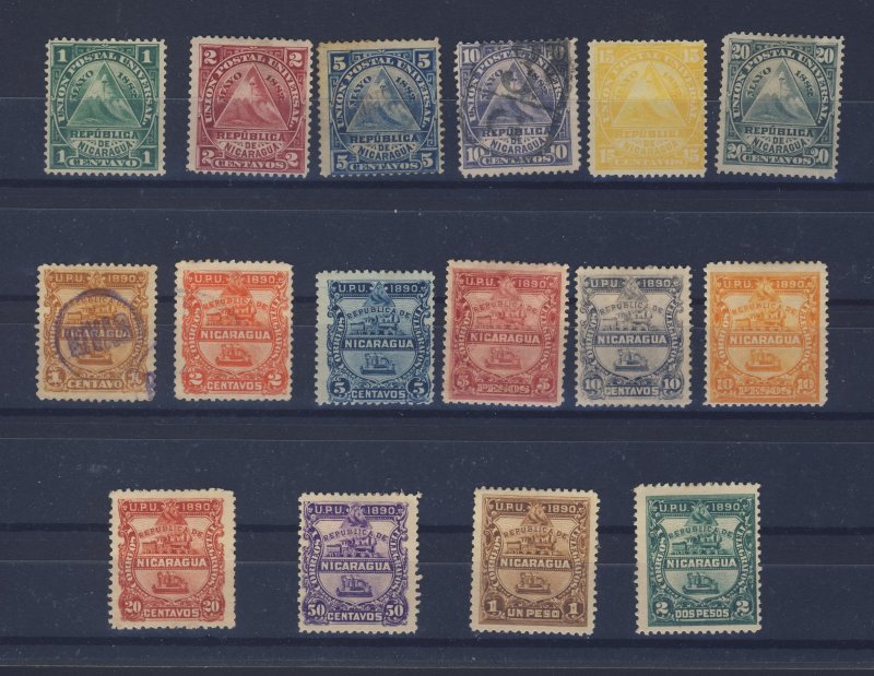 26x Nicaragua Stamps #3 to #12 & #13 to #28 Mostly Mint Guide value = $118.00