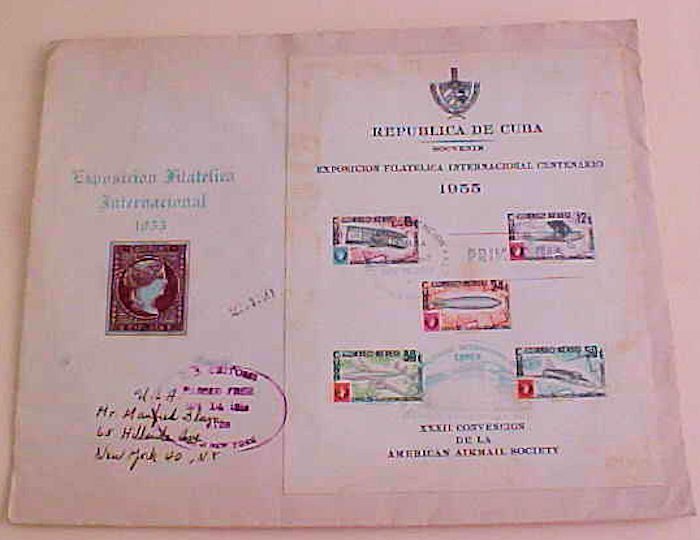 CUBA  LARGE FDC SHEETLET 1945 TO USA