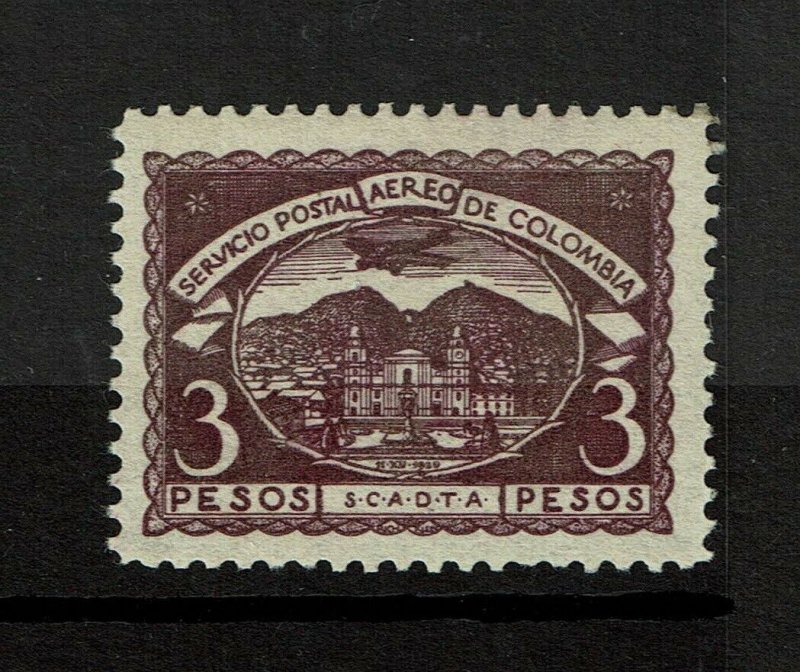 Colombia SC# C34, Mint Hinged, mount remnant/gum disturbance, signed - S10307