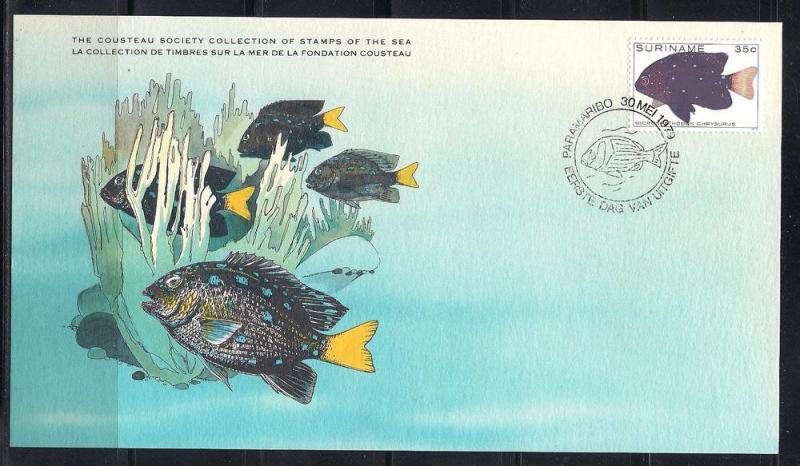 Surinam FDC card Sc 534 Cousteau Society Damselfish  L87