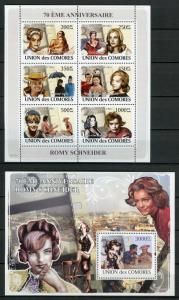 Comoros 2008 MNH Romy Schneider 6v M/S 1v S/S Film Movies Celebrities Stamps