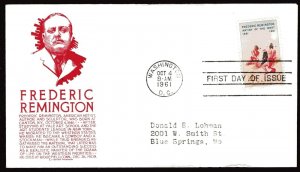 1187 4c Frederic Remington FDC Anderson maroon cachet Oct 4, 1961