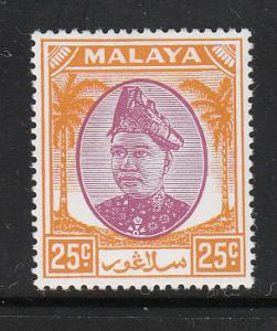 Malaya Selangor 1949 Sc 89 25c MLH