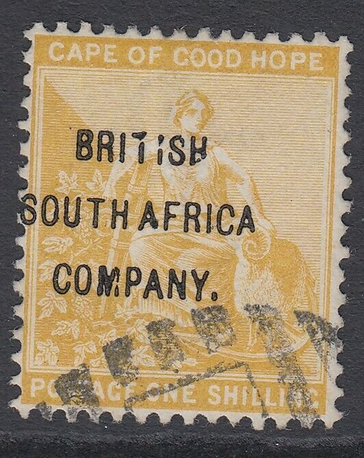 Sg 64 Rhodesia 1896. 1 Very Fine Used Ocre Yellow Show Misplaced-