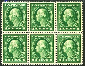 U.S. #498 MINT BLOCK OF 6 OG NH