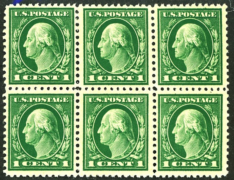 U.S. #498 MINT BLOCK OF 6 OG NH