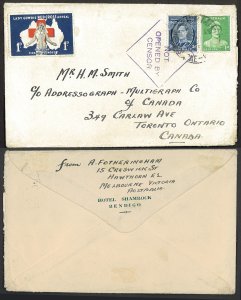 AUSTRALIA  KGVI RED CROSS War Label MELBOURNE TO CANADA (1941) Cover