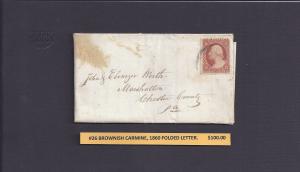 #26 BROWNISH CARMINE 1860 FOLDED LETTER