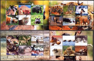 Malawi 2011 Tigers Squirrels Wolves Bears Fox 4 sheets MNH Cinderella {s017}