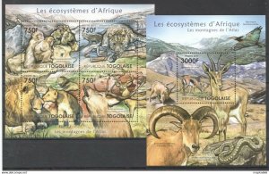 2011 Togo Fauna Wild Animals Ecosystems African Atlas Bl+Kb ** Stamps Tg1002