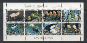 Umm al Qiwain 1972 Birds, Parrots & Finches Pt Iia sheetlet small size CTO